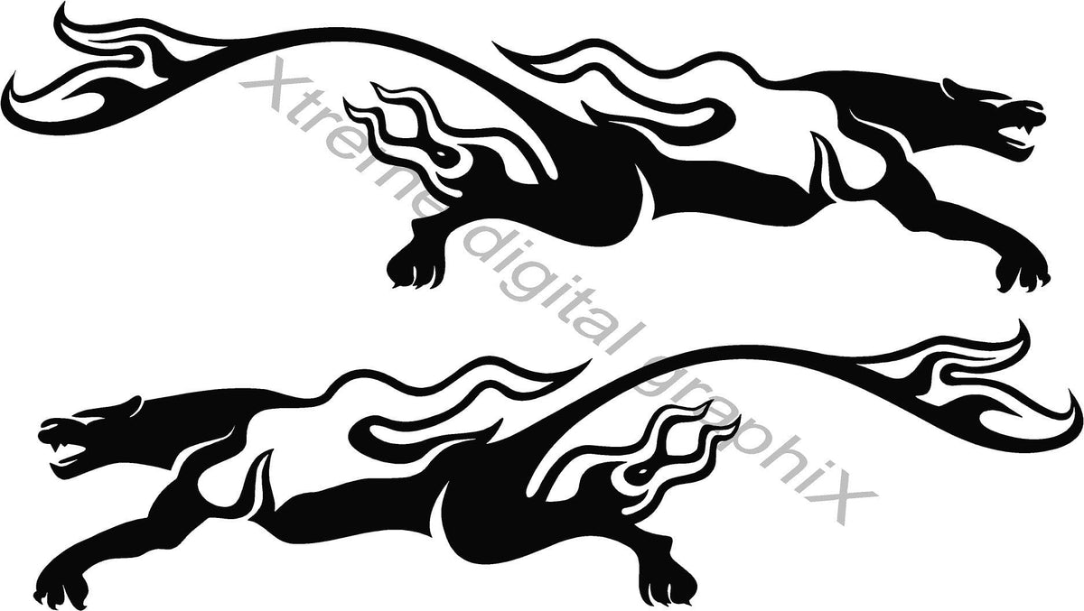 puma runing flames vinyl decals kit for truck